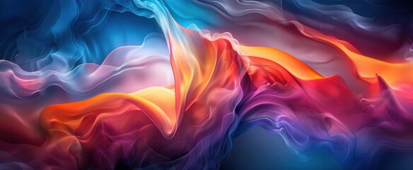 Wall Mural - sunrise over a tranquil lake: an abstract, glowing sky with vibrant waves of color, creating a beaut