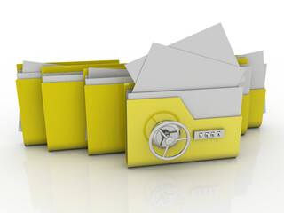 Poster - 3d rendering folder protected lock