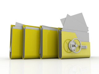 Poster - 3d rendering folder protected lock