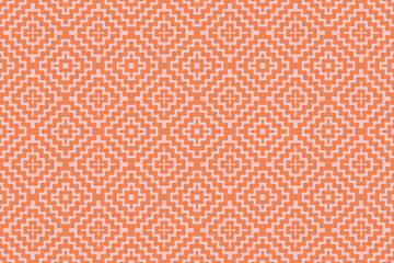 Wall Mural - Funky vector seamless pattern with wavy shapes, squiggly lines, tiles. Cute  orange and pink background texture. Stylish abstract simple ornament. Retro vintage style. Repeat design for decor, print