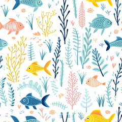 Seamless pattern with fish