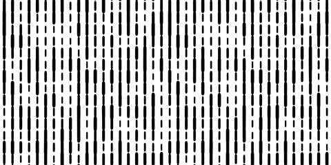 dashed line pattern. Abstract minimalistic seamless pattern. vertical short thick irregular dashed lines. Vector minimal monochrome black and white background design 