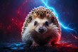 hedgehog with lightning background