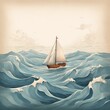 Sailing boat in the sea, artwork