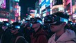 © Amonthep - Crowd of citizens making wearing VR headset in tokyo city. People walking with virtual reality googles glasses on the street.Modern technologies and futuristic life,digital addiction concept.