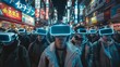 © Amonthep - Crowd of citizens making wearing VR headset in tokyo city. People walking with virtual reality googles glasses on the street.Modern technologies and futuristic life,digital addiction concept.
