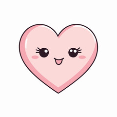 Wall Mural - Cute pastel pink heart with a smiling face and adorable eyes, conveying happiness and warmth.