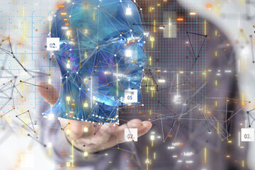 Leinwandbilder - digital medical futuristic interface 3D rendering - neural network exposure digital