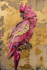 Canvas Print - A parrot. Oil paint on canvas. Interior painting. Beautiful background. Generative AI.