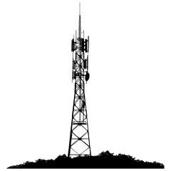 Silhouette telecommunication tower black color only