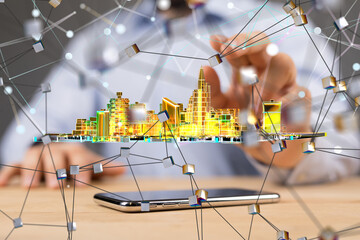 Fototapete - conference Digital Network and data concept 3d