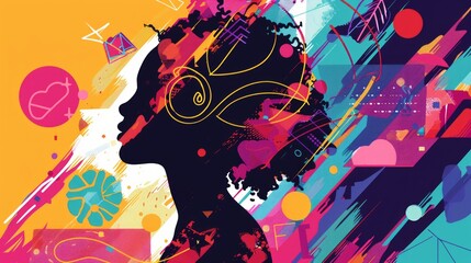 Poster - Vibrant Pop Art Female Profile for International Women's Day Poster