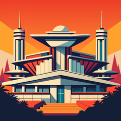 Poster - Clean lines forming the outline of a modern architectural marvel. vektor illustation