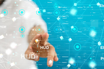 Aufkleber - Neural network 3D illustration. Big data and cybersecurity