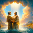Divine Revelation: John Baptizes Jesus in the Jordan River. generative AI