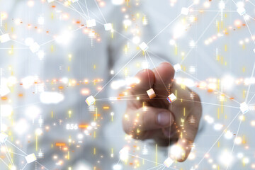 Aufkleber - Neural network 3D illustration. Big data and cybersecurity