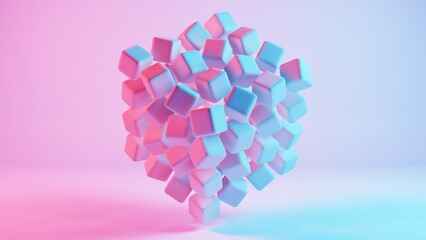 Leinwandbilder - Cubic shapes arranged in a matrix with a 3D twist, forming an abstract and visually intriguing composition.
