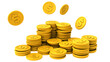 Playful money tokens and coins stacked funds growth calculate finance isolated background 3d render