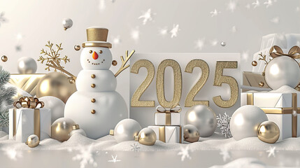 Canvas Print - New Year background with golden number 