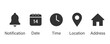 © Hunter Leader - Date, Time, Address, Place, Bell,  Location, and Place icons vector in trendy style