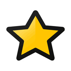 Poster - Yellow color star icon with black stroke isolated on white background, star icon vector illustration flat trendy style, five star rating icon