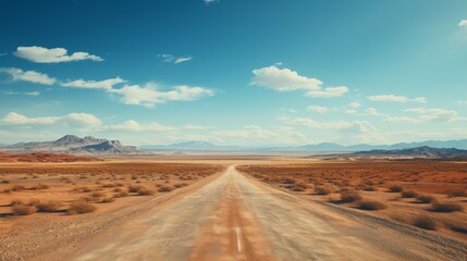 Poster - Generative AI Aerial Shot of Desert Road