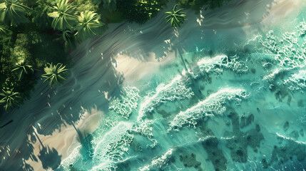 Wall Mural - ocean water over island