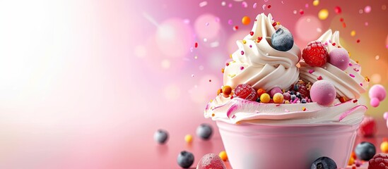 Poster - Ice cream sundae. with copy space image. Place for adding text or design