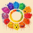 Emotion color wheel, emotion range chart