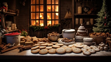 Poster - Generative AI Festive holiday baking scene, traditional kitchen