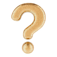 Poster - Question mark from golden glitter mirror facets. 3D rendering isolated on transparent background