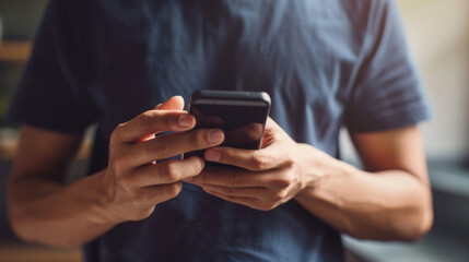 Sticker - A close-up of a hand holding a smartphone in a dimly lit room, with a focus on the phone screen and the glow it casts on the fingers.