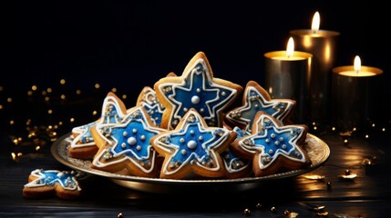 Poster - Generative AI Hanukkah baking celebration, traditional Jewish treats