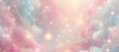 Pink unicorn background. Pastel watercolor sky with glitter stars and bokeh. Fantasy galaxy with holographic texture. Magic marble space.