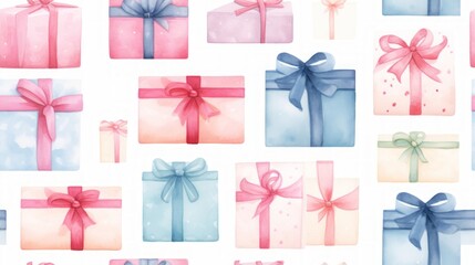Poster - Generative AI Simple aquarelle gift boxes pattern