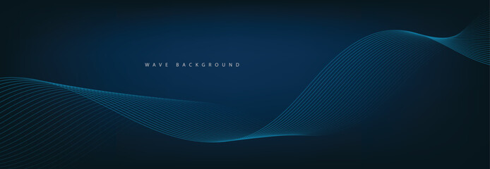 Abstract Banner Template with Blue wavy lines. Technology Banner.