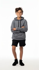 Poster - Stock image of a boy in sportswear against a plain white background Generative AI