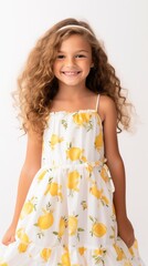 Poster - Stock image of a girl wearing a summer dress against a white background Generative AI