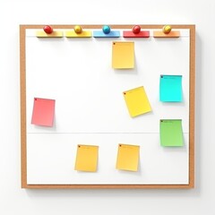 Fototapete - Stock image of an office bulletin board on a white background, informative, display and organization Generative AI