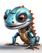 Cartoon Blue Salamander Robot 