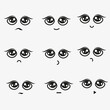 flat vector set of funny cartoon eyes