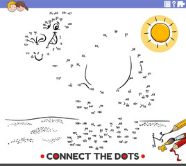 Wall Mural - connect the dots activity with cartoon camel animal character