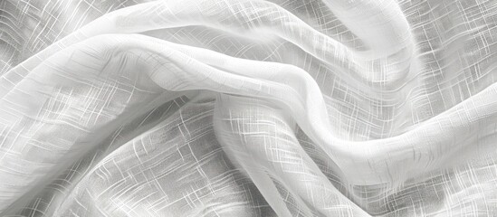 Poster - Detailed view of seamless, subtle white linen textile, showcasing its texture and transparency.