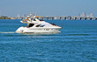 Luxury day charter motor yacht cruising the Florida Intracoastal Waterway off of Miami Beach.
