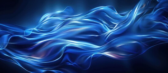 Poster - A painting depicting blue flowing fabric against a black background.