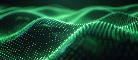Poster - wave of green neon light Abstract background of green neon