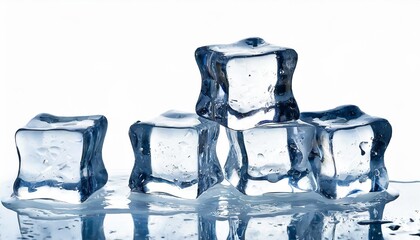 Wall Mural - natural ice cubes isolated on a white set png file with transparency