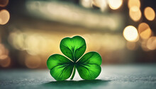 Shamrock Background. Irish Three-leaf Clover. St. Patrick's Day. Irish National Day. Selective Focus. AI Generated