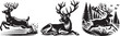 deer full silhouette lying and running laser cutting engraving