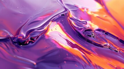 Poster - Floating purple-orange paint. Abstract background or screensaver. AI generative.